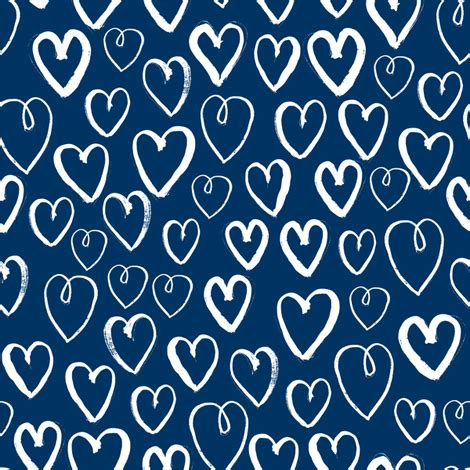 hearts // navy blue hearts fabric love hearts pattern print andrea lauren fabric fabric - andrea ...