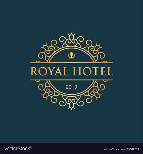 Royal hotel with crown icon luxury logo Royalty Free Vector