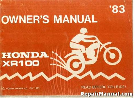 1983 Honda XR100 Motorcycle Owners Manual