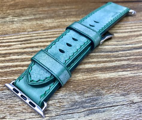 Apple Watch 44mm Apple Watch Band Green Watch Band Leather | Etsy