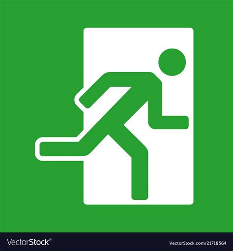 Exit green color sign emergency exit icon Vector Image