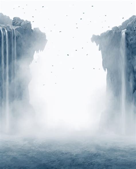 Download Tranquil Waterfalls with Birds and Fog Backgrounds Online - Creative Fabrica