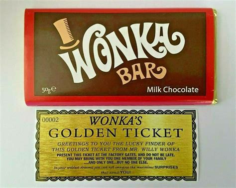 Willy Wonka 50g Bar Genuine Milk Chocolate With A Free Special | Etsy