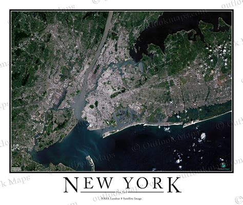 New York City Area Satellite Map Print | Aerial Image Poster