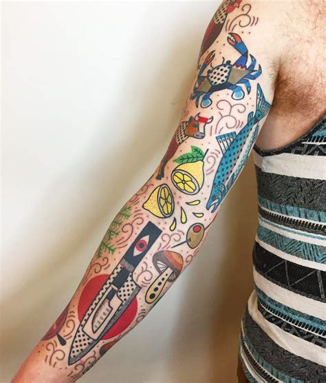 Technicolor Tattoos Mix Psychedelic Graphics with Memphis-Inspired Patterns — Colossal