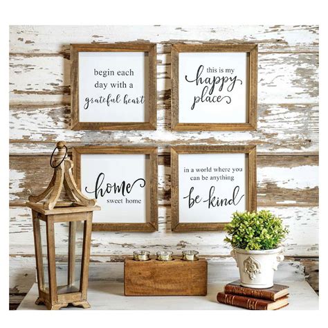 Set of 4 Rustic Wood Farmhouse Signs (Various Sayings) - Walmart.com - Walmart.com