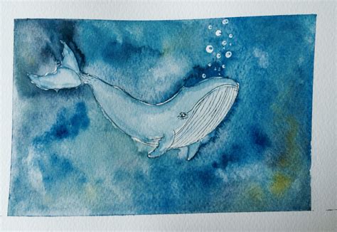 Watercolor painting of a blue whale | Whale drawing, Whale art, Painting