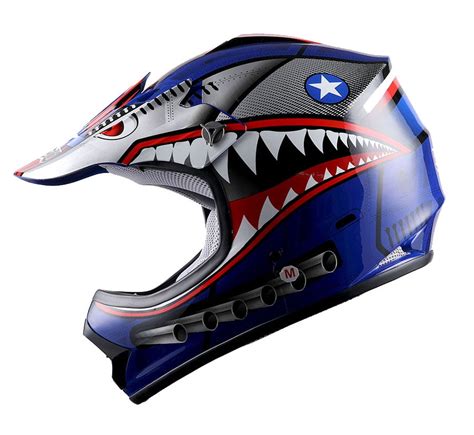 WOW Youth Kids Motocross Helmet BMX MX ATV Dirt Bike HBOY-K Shark Blue ...