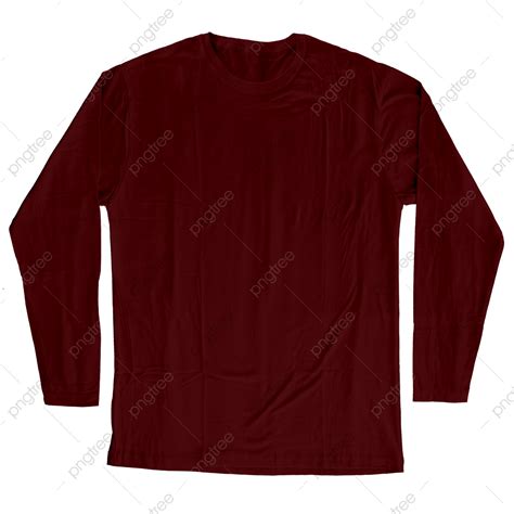 Long Sleeve Shirt Clipart Vector, Mockup T Shirt Long Sleeve Maroon Color Free Png And Psd, Kaos ...