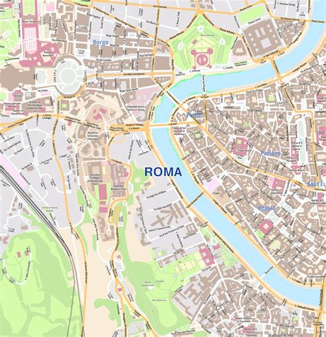 Roma City Map - Laminated Wall Map of Rome, Italy