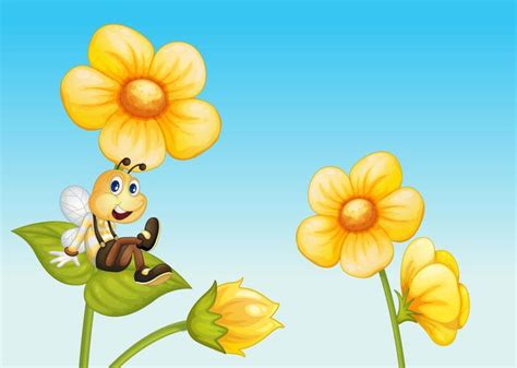 Bee on a flower 519696 Vector Art at Vecteezy