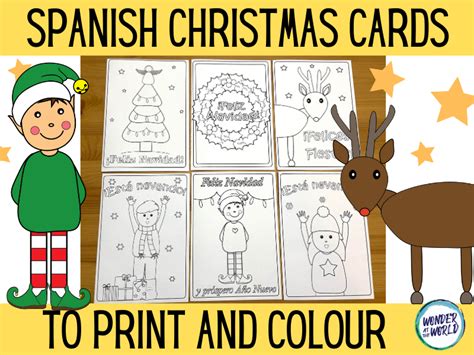 Spanish Christmas cards to print and colour | Teaching Resources