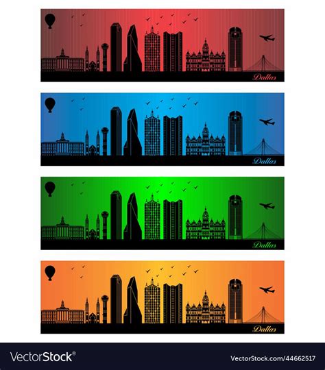 Dallas city in a four different colors Royalty Free Vector