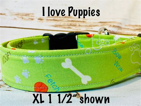 Green dog collar, boy dog collar, side release collar, adjustable dog collar, fabric dog collar ...