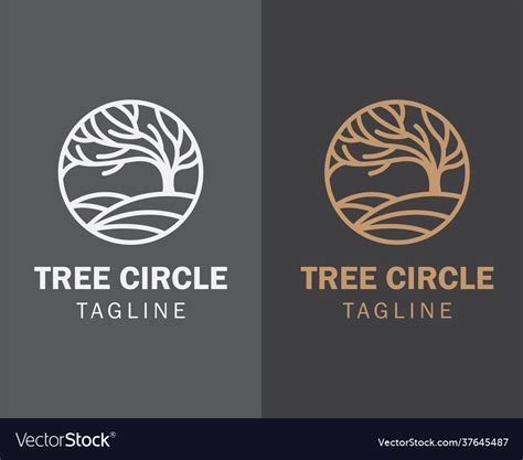 Tree circle logo creative emblem line art Vector Image