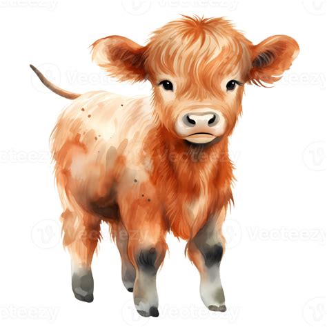 Cute Baby Highland Cow Watercolor AI Generative 27236054, 52% OFF