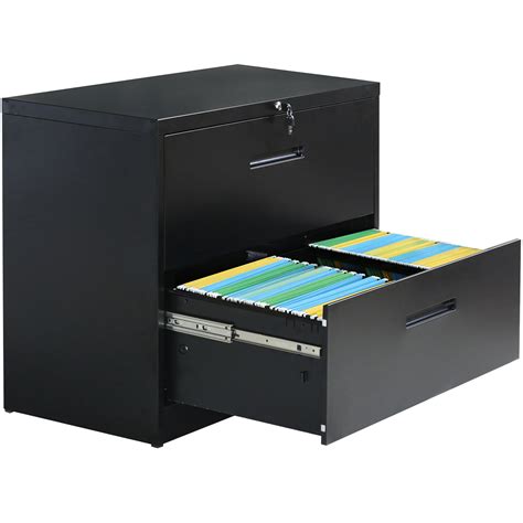 2 Drawers Office File Cabinet Lockable Metal Lateral File Document ...