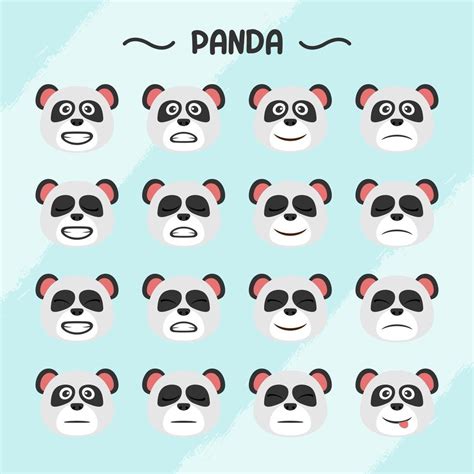 Collection of panda facial expressions in flat design style 20437134 ...