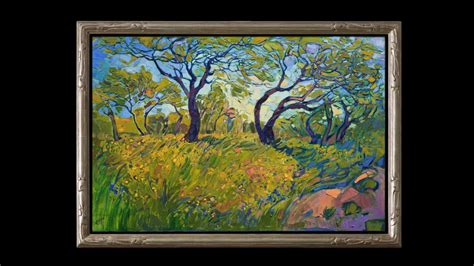 This contemporary impressionism painting of Texas hill country captures the spring green colors ...