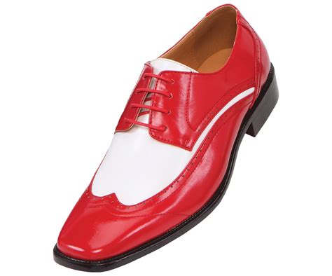 Handmade mens Red and White leather shoes, Mens fashion formal leather shoes - Dress/Formal