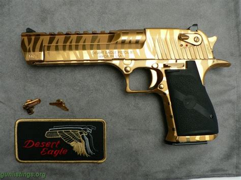 Gunlistings.org - Pistols Desert Eagle 50AE Gold With Tiger Stripe USED