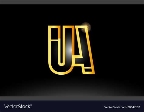 Gold black alphabet letter ua u a logo Royalty Free Vector