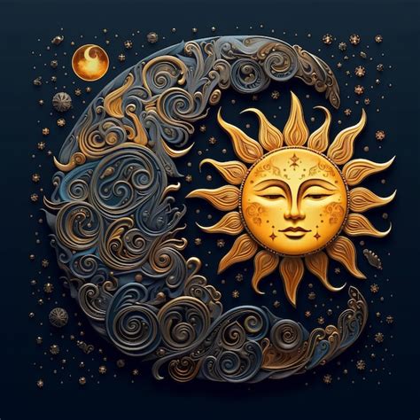 Premium AI Image | Celestial Harmony Artistic Sun and Moon