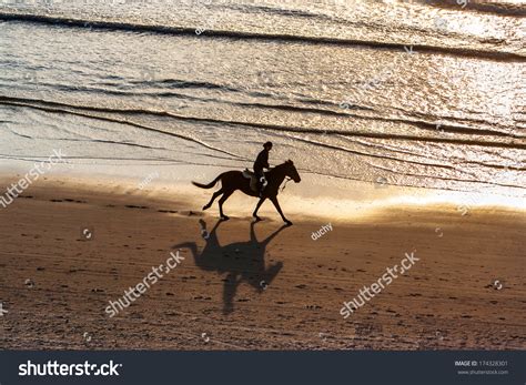 Horse Riding On The Beach At Sunset Stock Photo 174328301 : Shutterstock