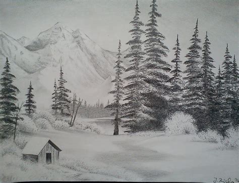 Winter Landscape Drawing