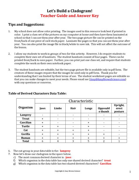 SOLUTION: Let Build a Cladogram Teacher Guide - Studypool