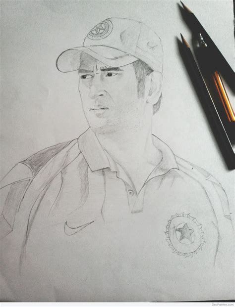 Wonderful Pencil Sketch Of MS Dhoni - Desi Painters