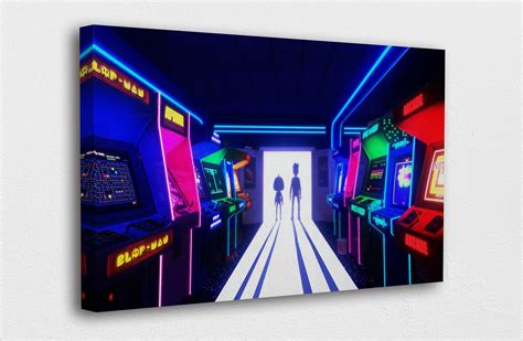 Game Room Wall Art Canvas Arcade Colorful Lights Game Art | Etsy