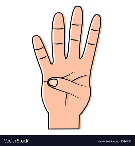 Four fingers up hand gesture icon image Royalty Free Vector