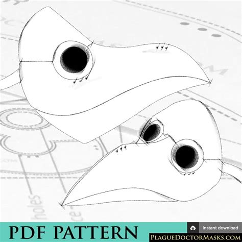 DIY Plague Doctor Mask Pattern Template with Instructions. PDF download - Plague Doctor Masks