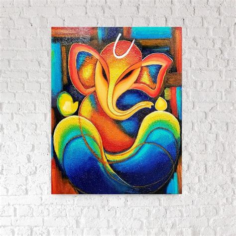 Abstract Ganesha Painting Modern Ganesha on Canvas indian - Etsy | Modern art paintings abstract ...