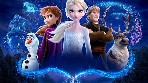 Elsa Anna Olaf Kristoff In Blue Starry Sky Background HD Frozen ...