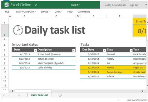 Daily Task List Template For Excel