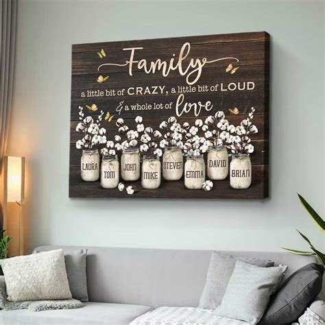 Personalized Family Wall Art With Names, Rustic Farmhouse Wall Decor, Family Flowers Multi-Names ...