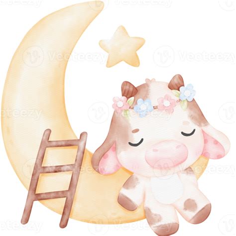 Cute Baby Cow watercolor Illustration 17745611 PNG