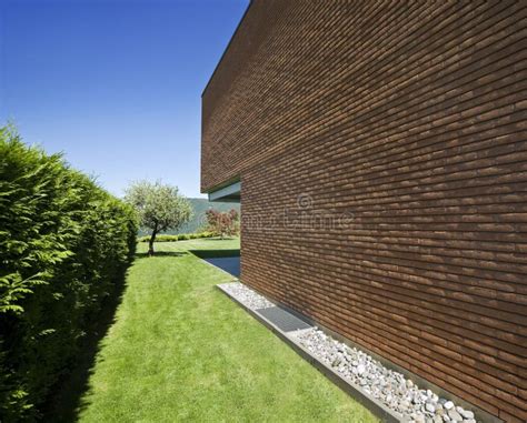 Modern brick house stock image. Image of blue, house - 11605251