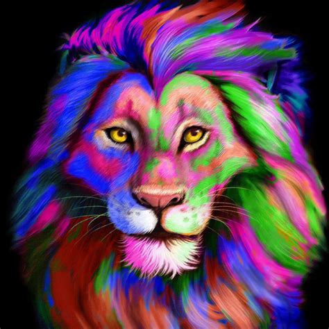 Rainbow Lion | Colorful lion, Phone wallpaper, Cat art