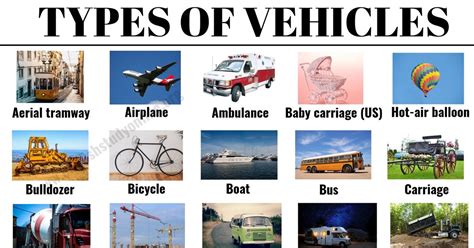 Types of Vehicles: List 30+ Vehicle Names with Examples and ESL Images ...