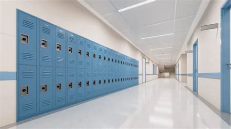 Empty School Hallway And Lockers | Stock Video | Pond5