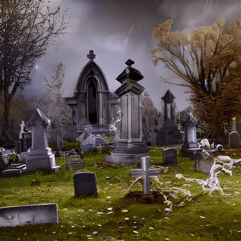 Spooky Ghosts in a Graveyard Photograph · Creative Fabrica