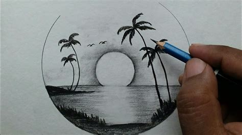 Easy scenery drawing ideas for beginners / charcoal pencil drawing