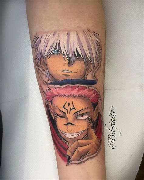 Tattoos geek on Instagram: “SATORU GOJO & RYOMEN SUKUNA | JUJUTSU KAISEN - Artista: @bibytattoo ...