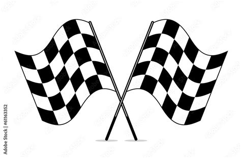 vector black and white crossed racing checkered flags clipart Stock Vector | Adobe Stock