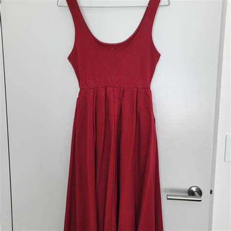 Dark red / burgundy pleated A-line midi dress.... - Depop