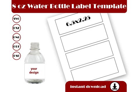 8oz Water Bottle Label Template Wrap Graphic by blacbidigital · Creative Fabrica