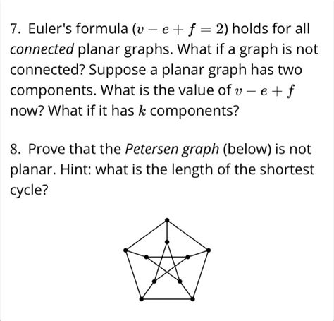 Solved Euler's formula (v -e + f = 2) holds for all | Chegg.com